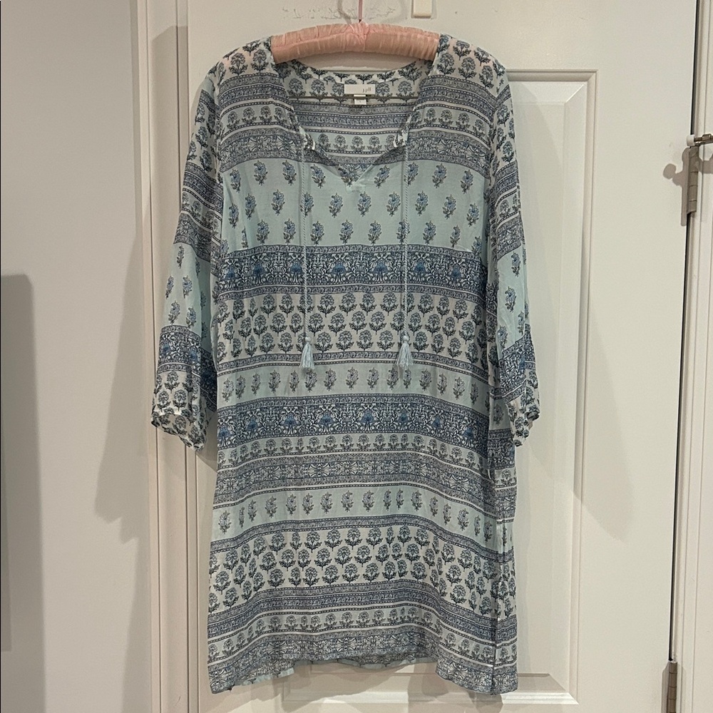 J Jill Blue Patterned Women's Tunic Blouse